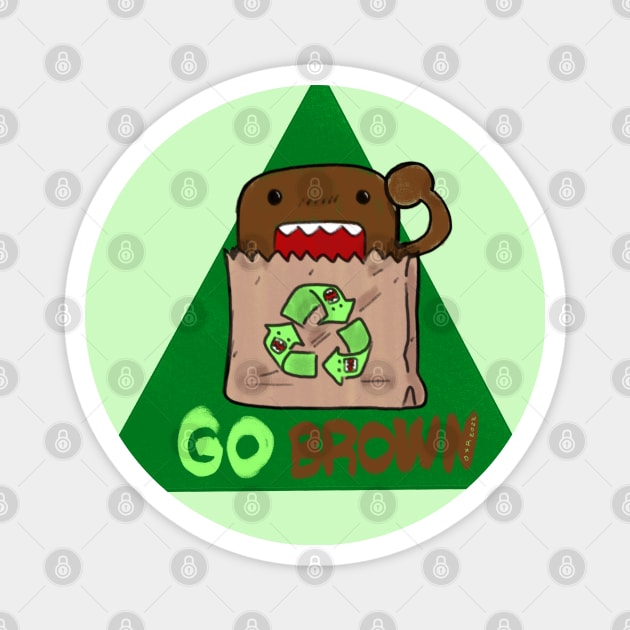 Go Brown says Domo Magnet by Okay o_Random_Shop